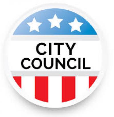 City Council Buttion with red, white, blue