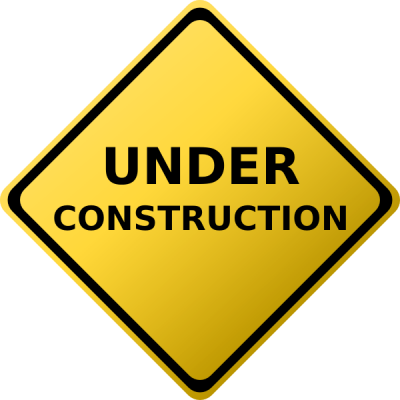 Yellow road sign with words "Under Construction" in black