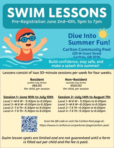 2025 Swim Lesson Registration