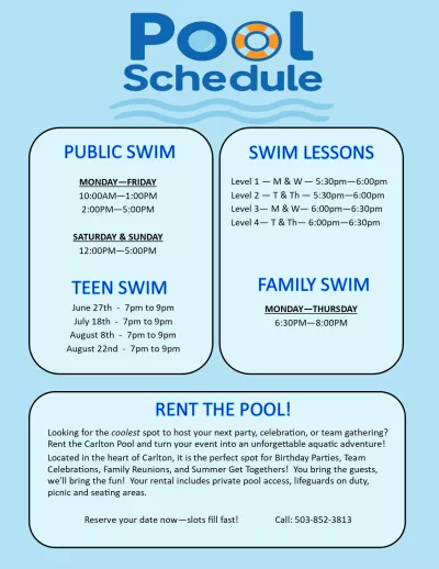 2025 Pool Schedule