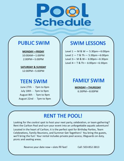2025 Pool Schedule