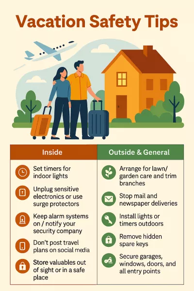 List of Tips for Home Safety While Away on Vacation