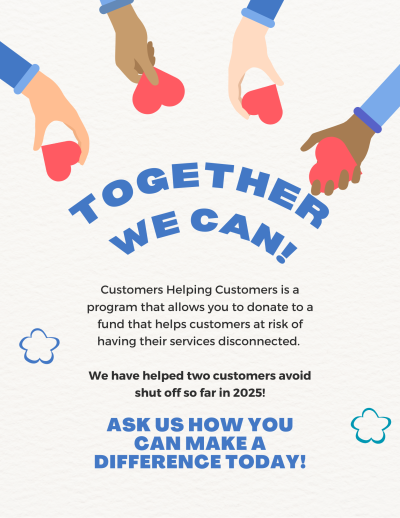 Photo of hands and the message "Together We Can"